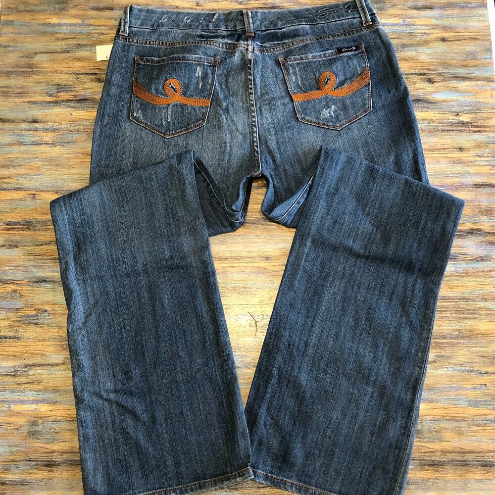 Seven7 Jeans Bootcut Embroidered High Rise Distressed Boot Cut Womens Size 16
